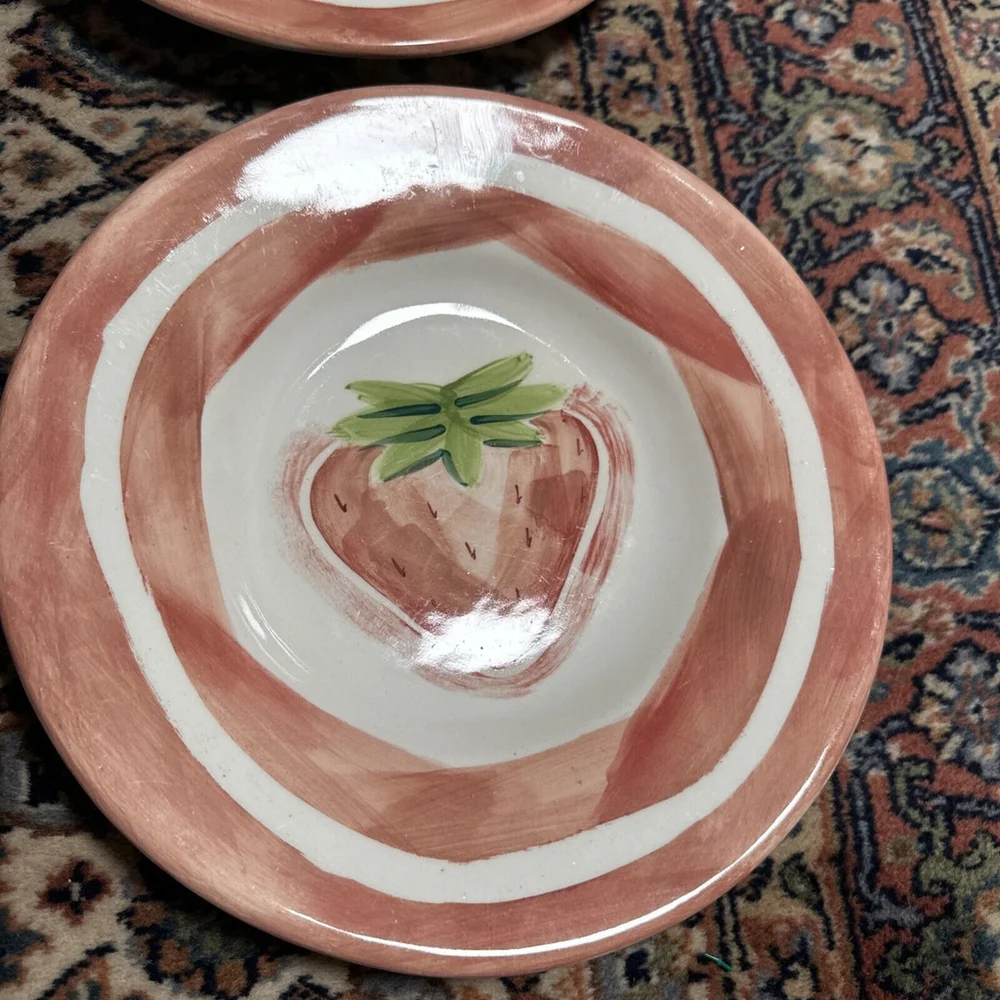 Pottery Barn Salad Bowl Mexican Pottery Strawberry 10” Serving Bowls Set Of 6